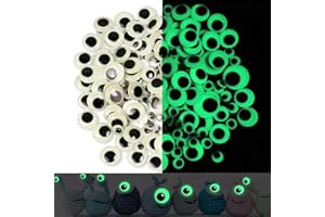 KIGEAPUEL 400 Pcs Wiggle Googly Eyes Self Adhesive Glow in The Dark Luminous Large Googly Eyes Plastic Glowing Eyes Sparkle for Craft DIY Decoration（8 10 12 15 20mm）