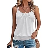 Micticsi Women's Sexy Spaghetti Strap Tank Tops Banded Bottom Scoop Neck Sleeveless Tops 2025