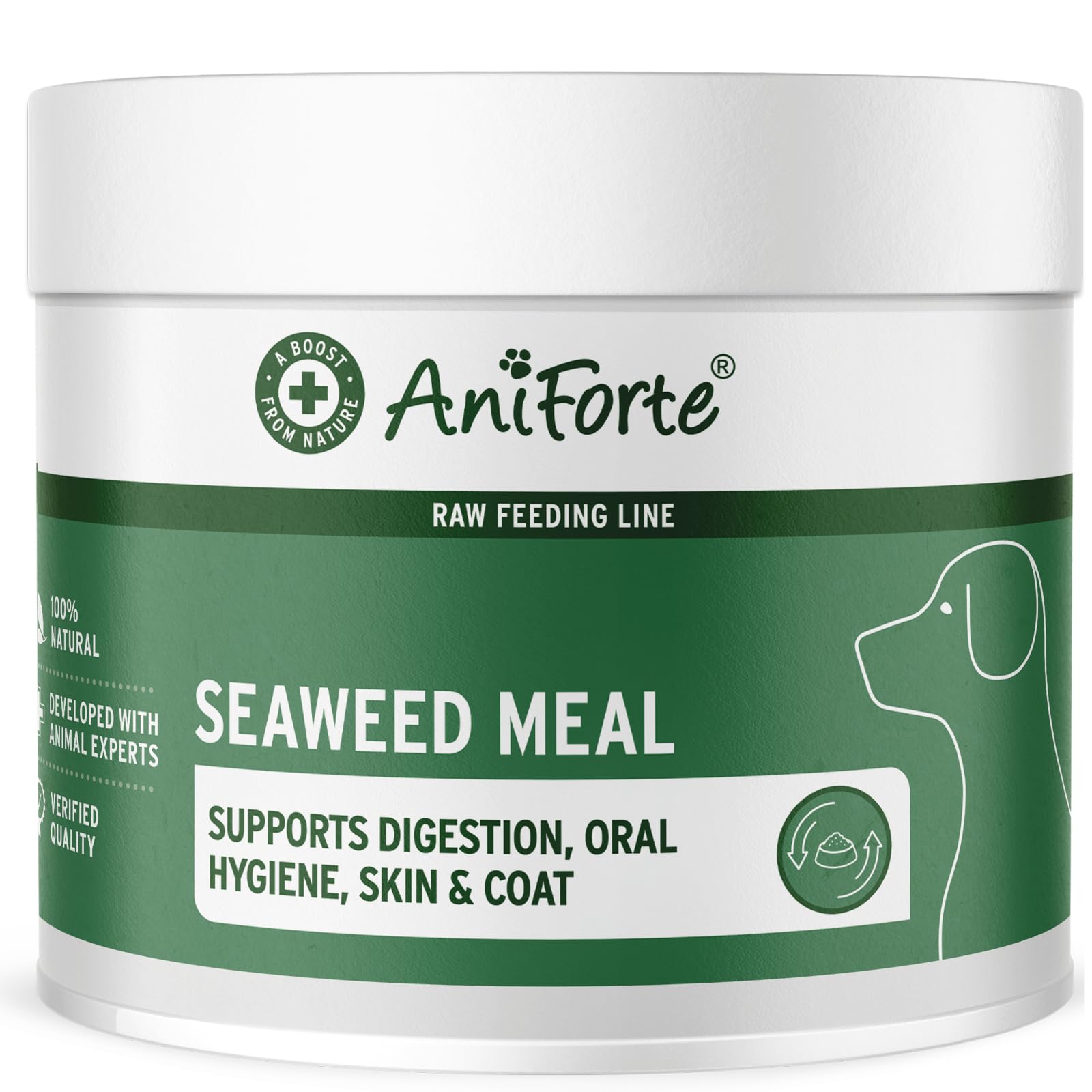 AniForte Seaweed for Dogs Powder 250g - Natural Supplement for Cleaning Teeth, Fresher Breath, Prevents Gum Disease, Boosts Weight Loss & Metabolism