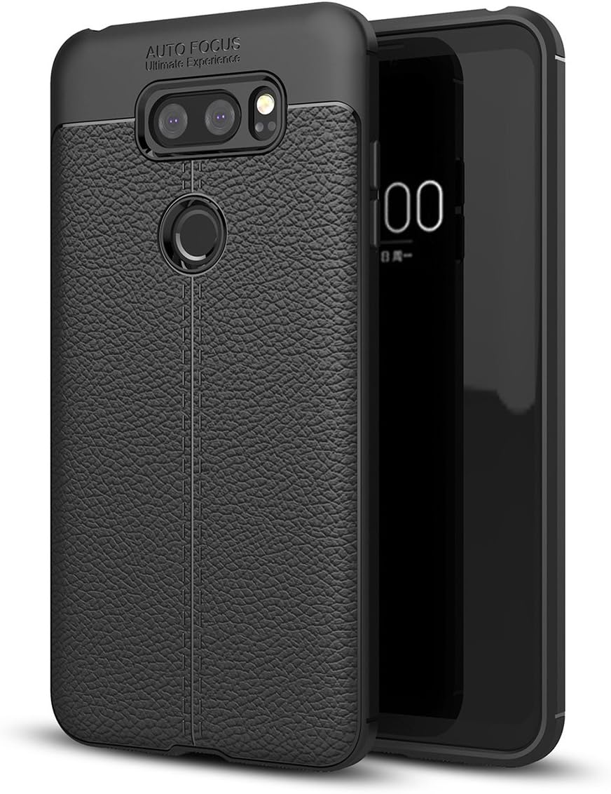 Miubox LG V30 Case Ultra Slim Light Imitate PU Leather With TPU Design Non-Fingerprint Anti-Scratch Dustproof Protective Case Cover For LG V30 (2017),Black