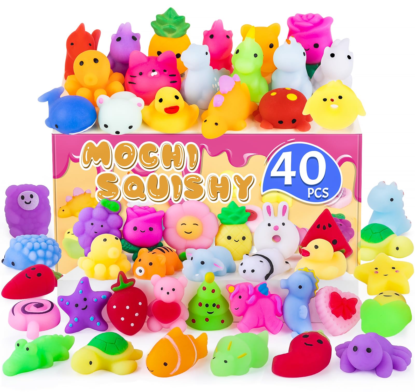 Photo 1 of VISCOO 40 Pack Squishy Toys Squishies, Mochi Squishy Party Favors for Kids, Squishies for Kids Fidget Toys Stress Reliever,Treasure Box Toys for Classroom Prizes,Goodie Bags Fillers Birthday Gifts