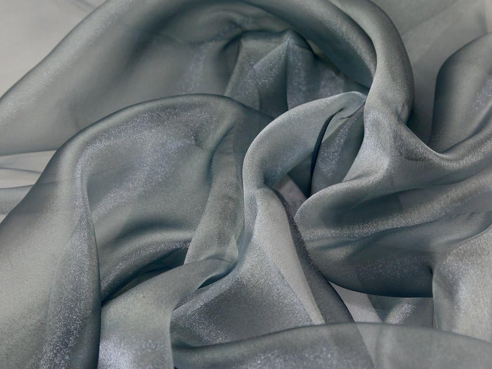56" wide TwoTone Crystal Organza Dress Fabric Silver Grey per metre