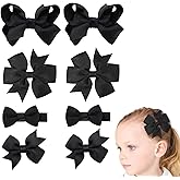 Baby Girls Hair Accessories Set, 8 PCS Fully Lined Baby Bows 2inch 3inch Hair Bows Alligator Clips for Baby Girls Infants Toddlers in Pairs (Black)