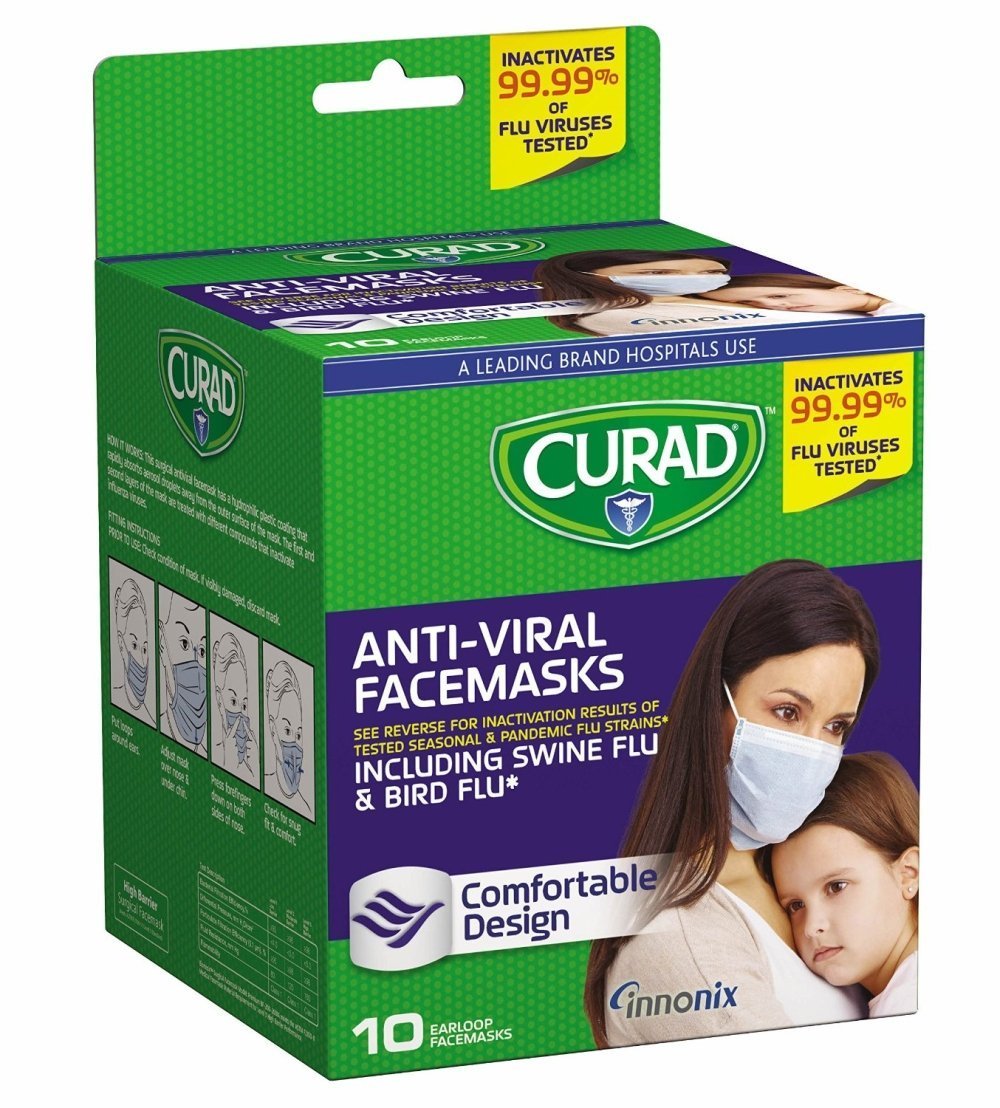 Curad Antiviral Face Mask, 10 Count (Pack Of 2) on Galleon Philippines