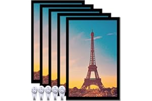 icariery 14x22 Picture Frame Set of 5, Black Photo Frames High Transparent Wall Gallery Desktop Horizontal Vertical for Canvas Collage Photo Poster Certificate 14 x 22 inches