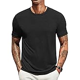 PNORATM Mens Black T Shirts Short Sleeve Soft Crew Neck Lightweight Tee Shirts Casual Summer Basic Tops