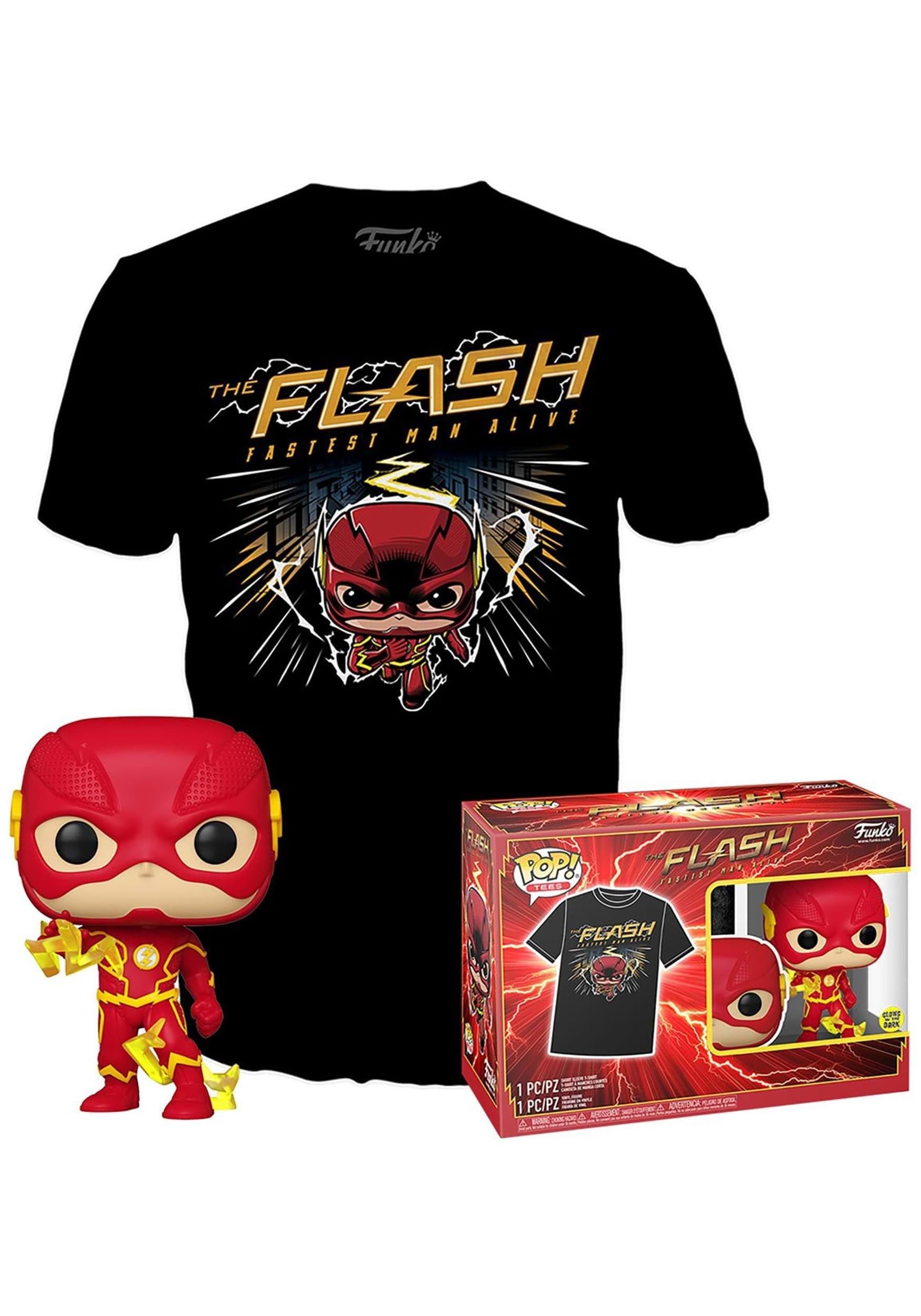 Funko POP! & Tee: DC - the Flash - Extra Large - (XL) - DC Comics - T-Shirt - Clothes With Collectable Vinyl Figure - Gift Idea - Toys and Short Sleeve Top for Adults Unisex Men and Women