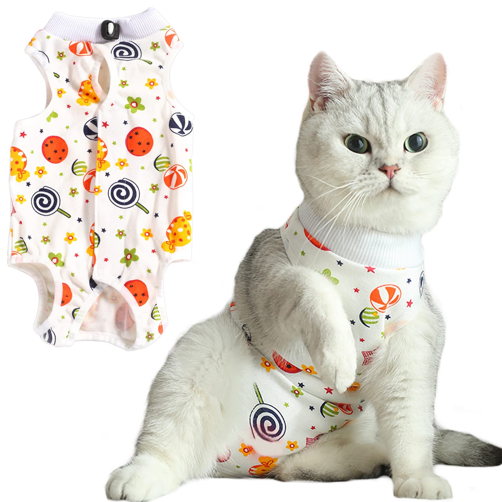 HACRAHO Cat Recovery Suit, 1 PCS Pet Surgical Recovery Suit Pet Cone Alternative for Small Medium Pets, L