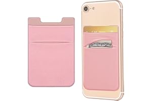 OBVIS 2 Pack Stick On Wallet Sleeve Cell Phone Dual Pocket Card Holder Double Pocket Pouch for iPhone Android Smartphone (2Pack PINK)