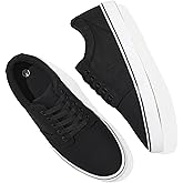 BENPAO Mens White Casual Shoes All Black Fashion Sneakers for Men Low Top Lace Up Canvas Shoes