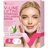 MCOMCE FairyFace V Line Shaping Face Masks (5 Count), Double Chin Reducer, Lifting Hydrogel Collagen Mask with Aloe Vera and Seaweed, Anti-Aging and Anti-Wrinkle