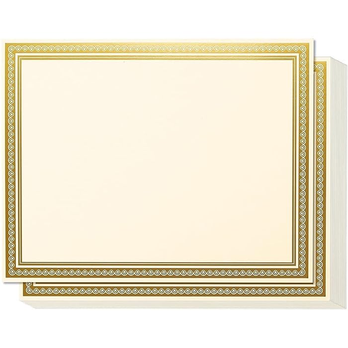 Buy 50 Sheets Blank Printable Certificate Paper with Gold Foil Border