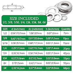 Aienxn 270PCS 8 SAE Sizes 304 Stainless Flat Washer