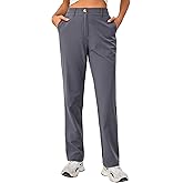 Little Donkey Andy Women's Golf Pants Stretch Quick Dry Business Casual Slacks with Pockets Grey Large
