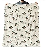 NaZaUK Cute Mallard Duck Throw Blanket for Women, Mallard Duck Girl Gifts, Vintage Nature Blanket, Cozy Soft Kids Throw Blankets Bedding Decor for Couch Bed Chair 60"x50"
