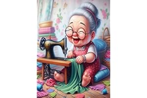 GUMITOON Diamond Art Kits for Adults-Diamond Art Paintings-Cartoon Grandma Full Drill Diamond Dots Paintings for Beginners, Round 5D Paint with Diamonds Pictures Gem DIY Crafts Kits 12"x16"