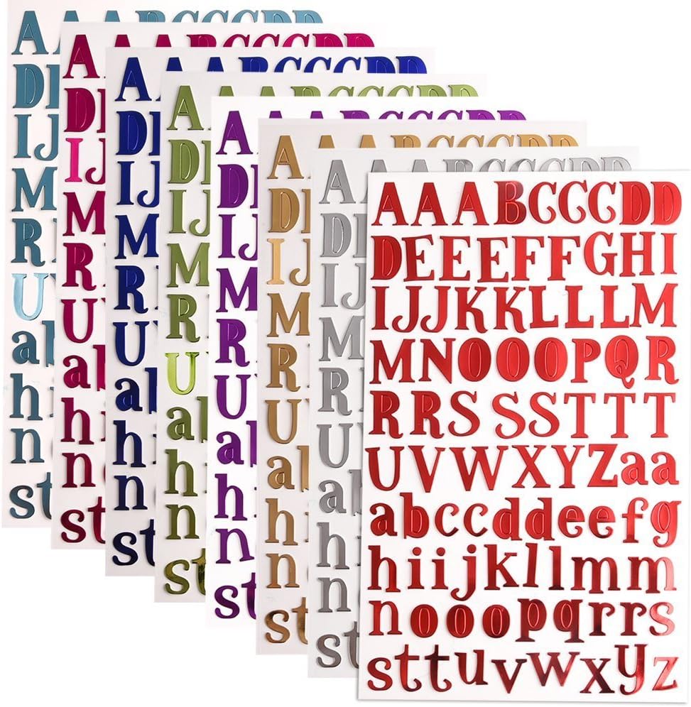 REYOK Autocollants Alphabet 8 Feuilles Adhésives Lettres De L'Alphabet