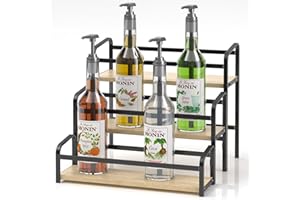 DTUQYX Coffee Syrup Organizer 3-Tier, 12 Bottles Capacity Syrup Rack for Coffee Bar Station, Wine Rack for Countertop, Tiered Spice Racks for Cabinet, Bottle Display Shelf Magnetic one-Step Installation