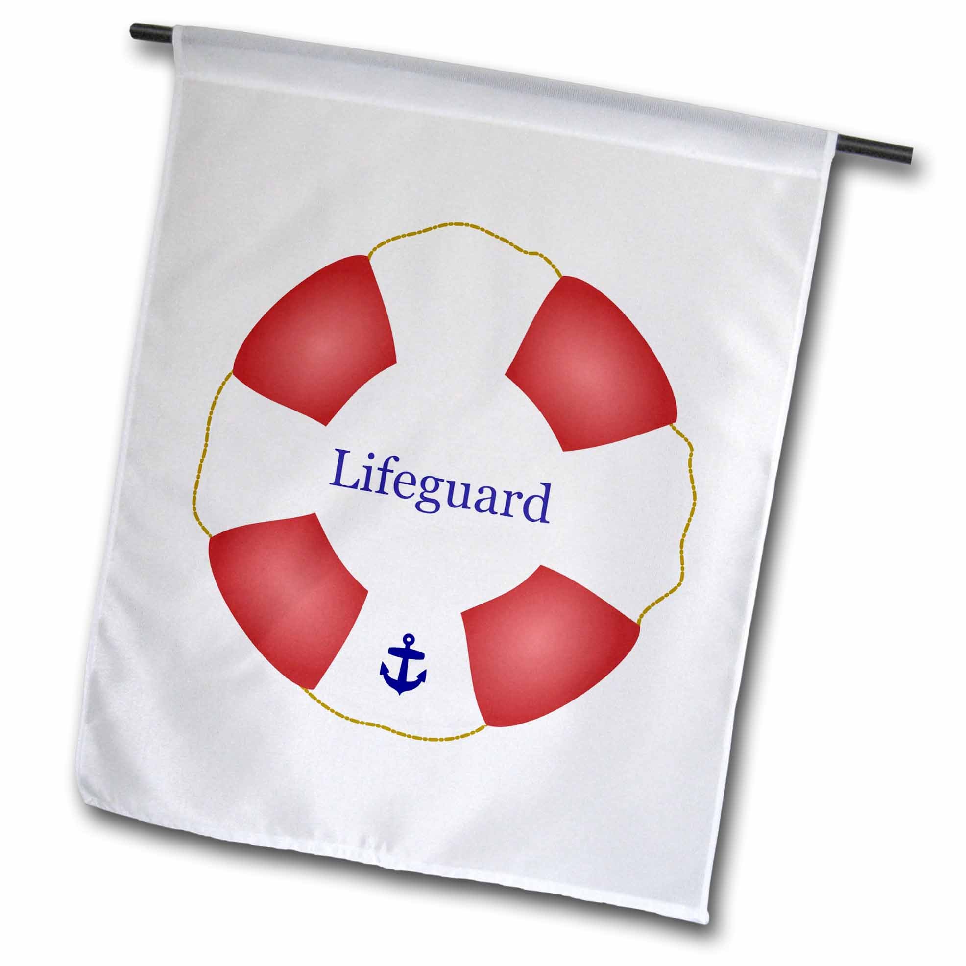 3dRose fl_112970_1 Lifeguard Lifesaver Swimming Pool Life Saver Preserver-Sea Beach Life Guard Red and White Float Garden Flag, 12 by 18-Inch