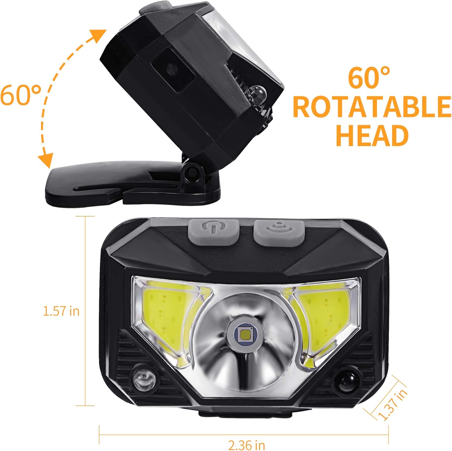 Parboom Headlamp, 2 Pack USB Rechargeable Headlamp, Waterproof, Suitable for Outdoor Running, Camping, Hiking and Fishing, Headlamps with Motion Sensor for Adults, Kids: Sports & Outdoors