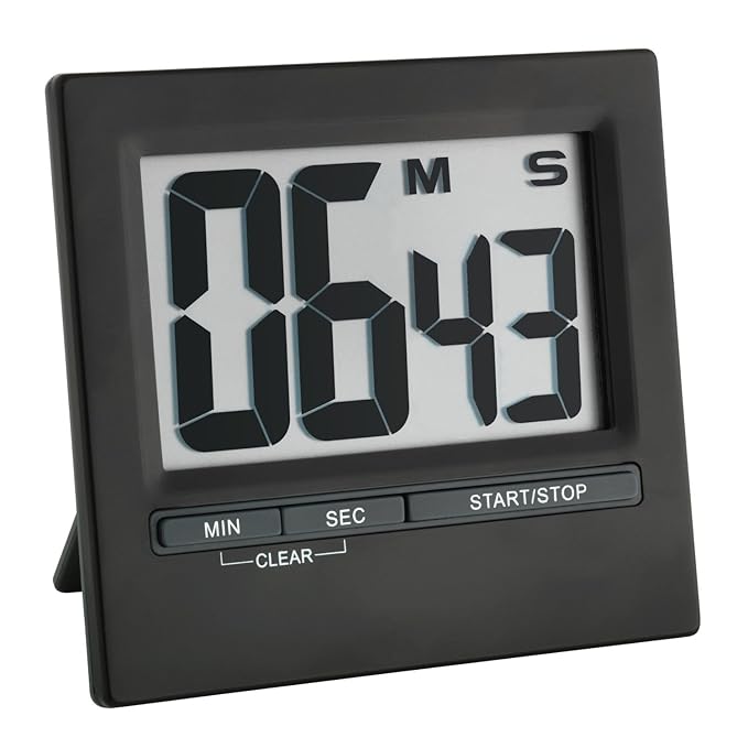 Electronic Timer and Stopwatch with Large Display Front Black Aluminium