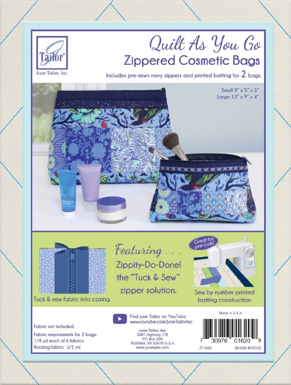 June Tailor Quilt As You Go Cosmetic Bags 2/Pkg-Navy