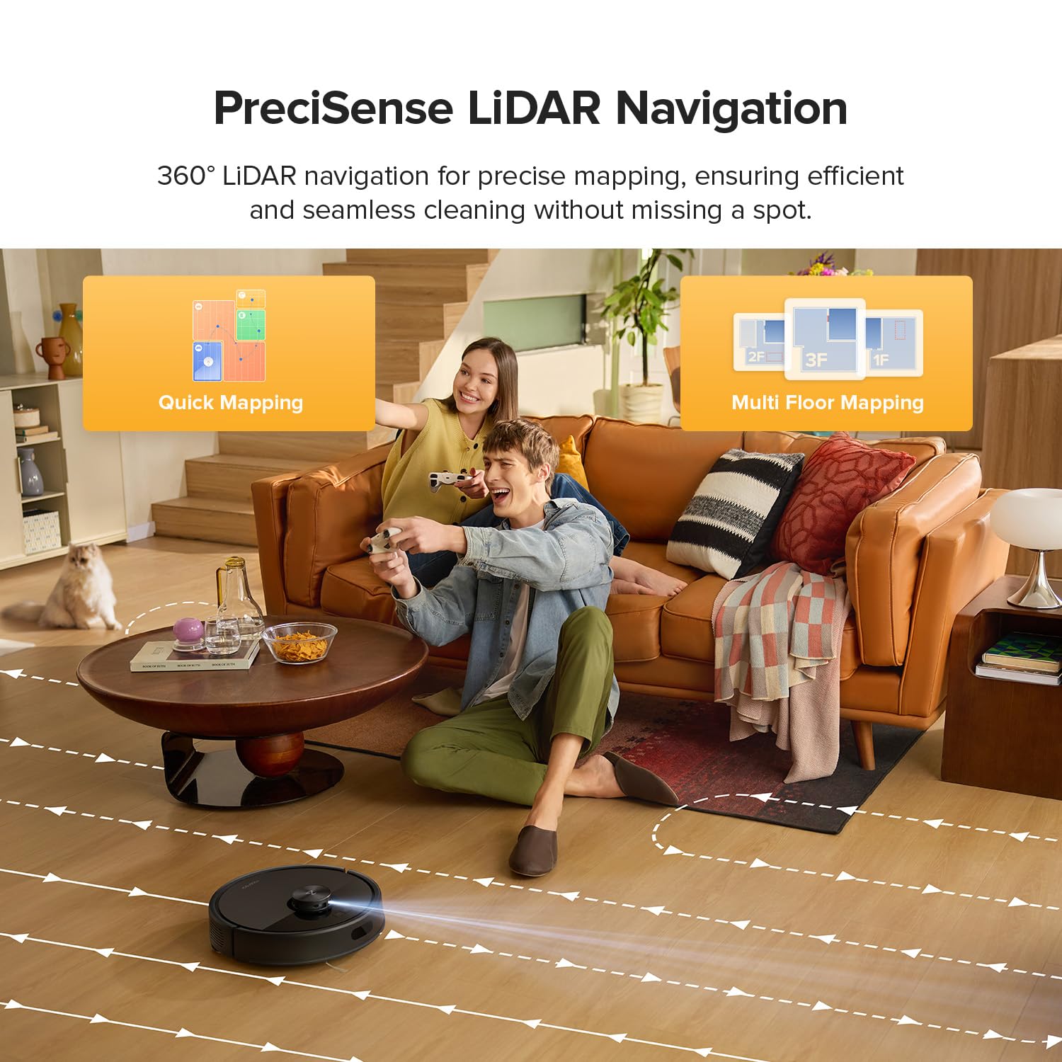 roborock Q7 M5 Robot Aspirador y Trapeador Combo, Succión HyperForce 10,000Pa, Aspirador Robótico, Sistema Dual Anti-Enredos, Trapeador Controlado por APP, Navegación LiDAR, para Pelo de Mascotas y Alfombras, Negro