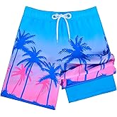 Resiprolty Boys Swim Trunks with Compression Liner Swim Shorts Quick Dry Boys Bathing Suit Swimsuit Swimwear Beach Shorts