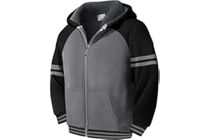 LLdress Boys Hoodie Kids Fleece Sherpa Lined Jacket Youth Zip Up Heavyweight Hooded Sweatshirt Teen Winter Warm Coat