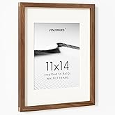11x14 Picture Frame, USA-Sourced Natural Walnut Wood Photo Collage Frame with HD Tempered Glass, Modern Simple 11 x 14 Wooden Frame Matted to 8x10, Vertical & Horizontal Wall Hanging Display