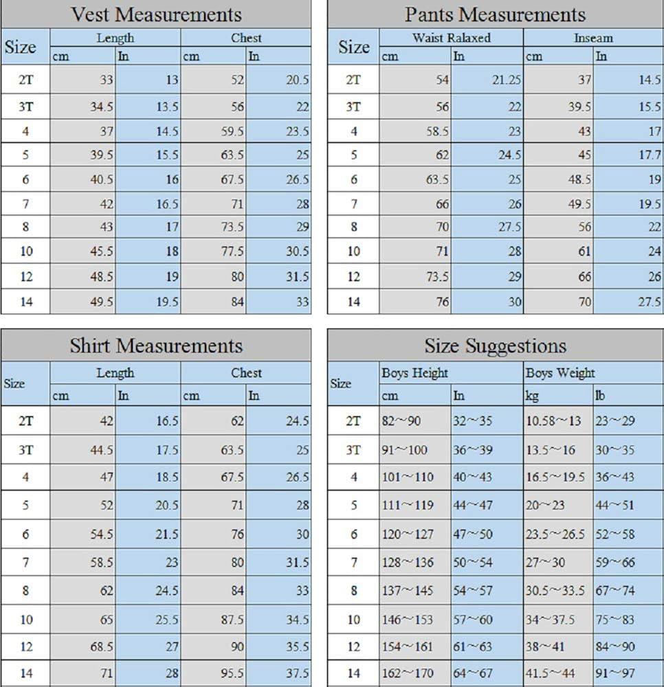 Fersumm Boy Slim Fit Suit Kids Formal Suits for Boys Vest Pants and Shirt Set: Clothing