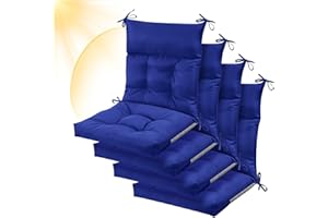 Sintuff 44 x 21 x 4 Patio Chair Cushions Outdoor Chair Cushions Seat/Back Tufted Pillow with Ties All Weather Replacement Indoor Patio Furniture Outdoor Furniture(Navy,4 Pcs)