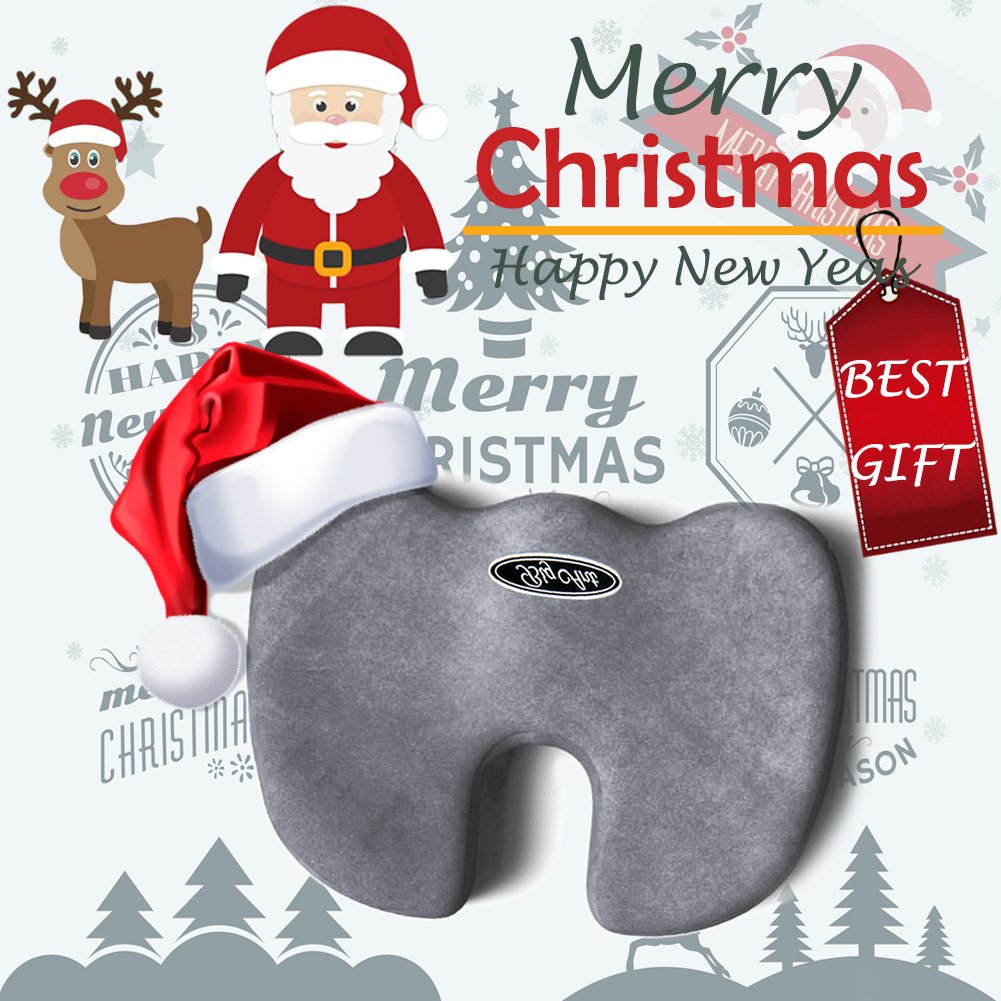 Car Seat Cushion - Coccyx Orthopedic Comfort Memory Foam for Back Pain and Sciatica Relief - Perfect for Office Chair 100% Memory Foam Guaranteed(Gray)