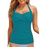 Women Tankini Bathing Suit Top - Halter Swim Tops Only Tummy Control No Bottom Swimwear