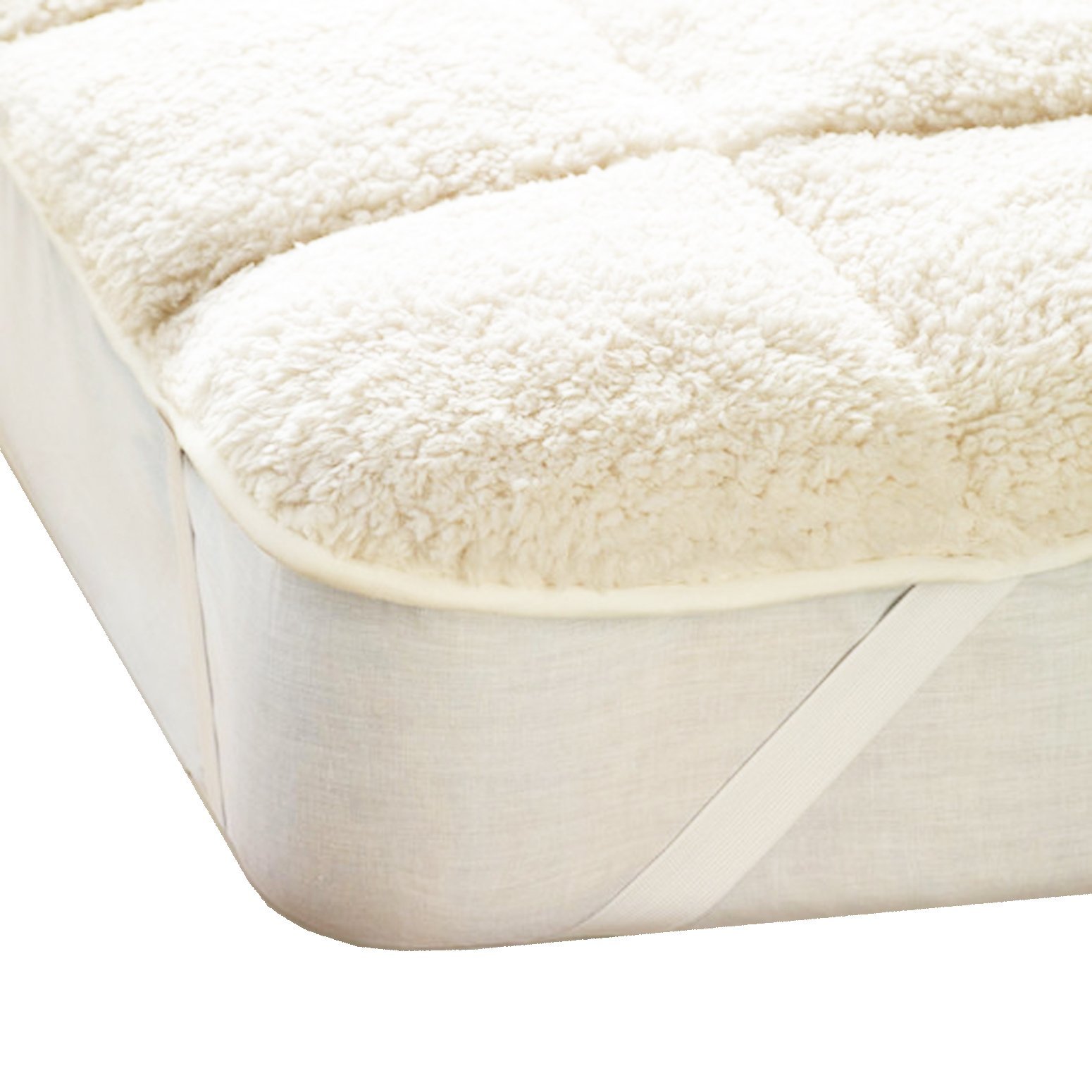 Olivia Rocco Luxury Teddy Bear Sherpa Fleece Super Soft Warm Cosy Mattress Topper Enhancer Reversible Top and Cool Microfibre Single Double King Super King Size (Single)