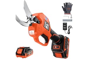 VOTREK Electric Pruning Shears Cordless, [1.6'' Cutting Diameter] Professional Battery Powered Pruner, Garden Scissors for Tree Trimming Branch Cutter [SK5 Blades] [Brushless Motor] [LCD Display]