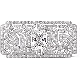 EVER FAITH Austrian Crystal Brooch - Art Deco Buckle Design For Special Occasions