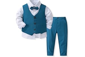 XINGWU TEXTITLE Baby Boys Gentleman Formal Suit Set with Vest, Pant, Shirt, and Bow Tie, Weding 4Pcs Outfit
