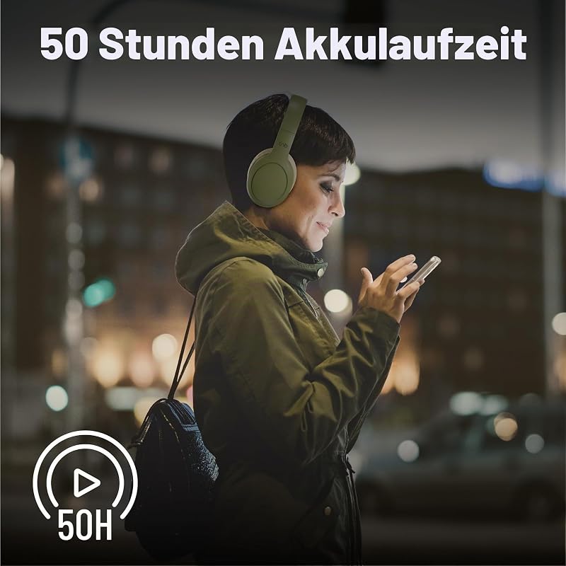 Kabellose Kopfhörer, faltbar, Passive Rauschunterdrückung, mit Bluetooth-Verbindung, Stereo-Sound mit integriertem Mikrofon, Akkulaufzeit bis zu 30 Stunden – Grün