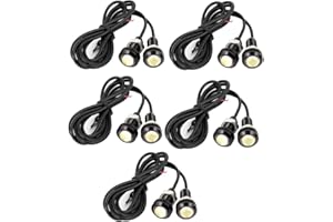 uxcell 10 Pcs 3W LED Eagle Eye White Fog Daytime Running Tail Car Lamp