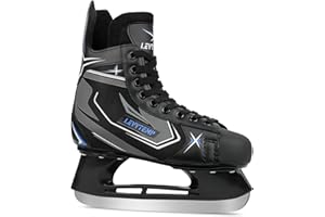 LEVYTEMP Hockey Ice Skates for Kids and Adults, Soft Boot with Pre-Sharpened Stainless Steel Blades, Reinforced Toe Cap, Light Weight Holder for Recreational Skating and Casual Hockey