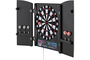 Fat Cat Electronx Electronic Dartboard, Built In Cabinet, Solo Play With Cyber Player, Dual Screen Scoreboard Display, Extend