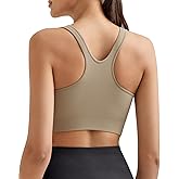 Promover Padded Sports Bras for Women Y-Back Racerback Seamless Medium Supportive Ribbed Yoga Cami Bra