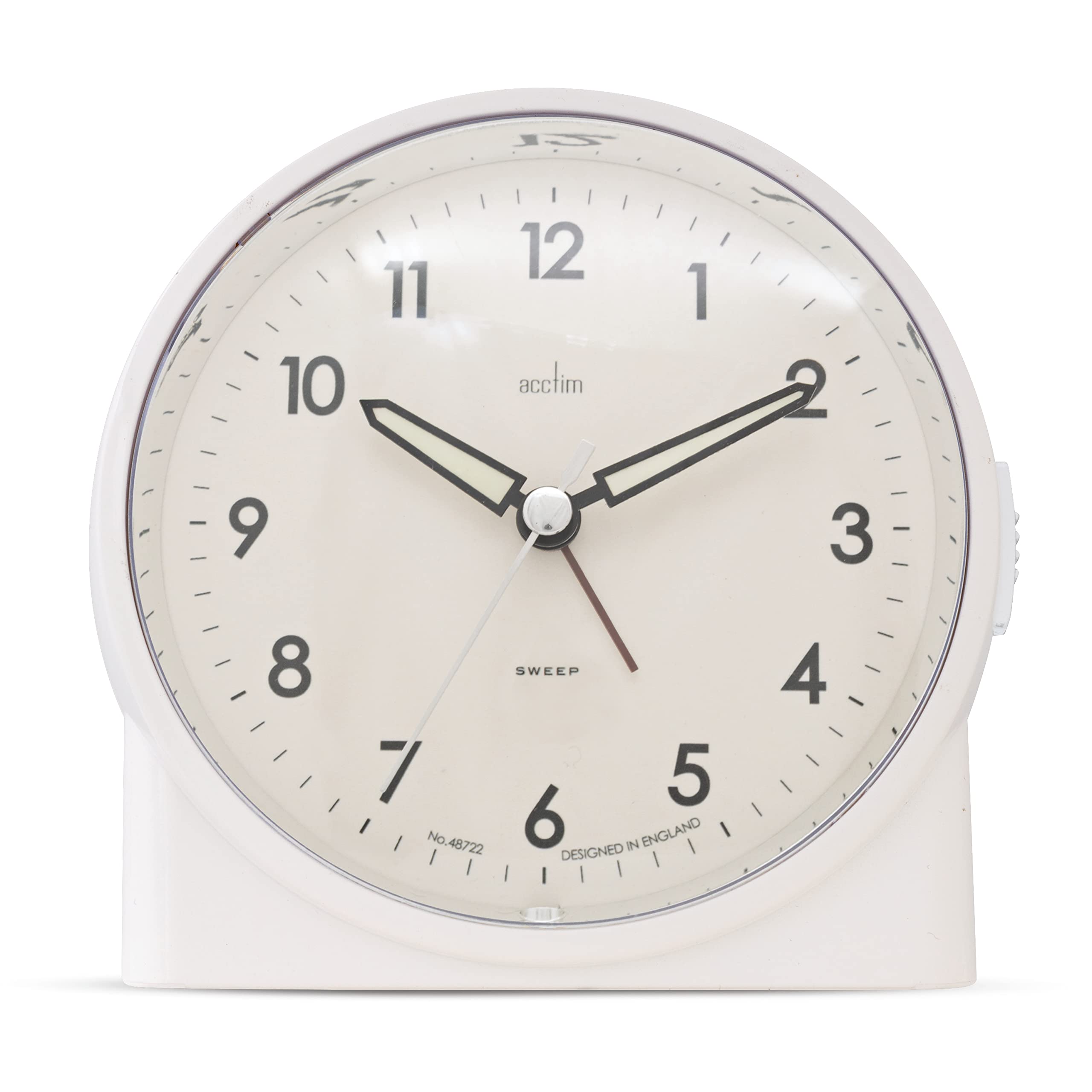 Acctim Arlo Non-Ticking Sweep Luminous Tipped Hands Analogue Backlight Alarm Clock (Buttermilk)