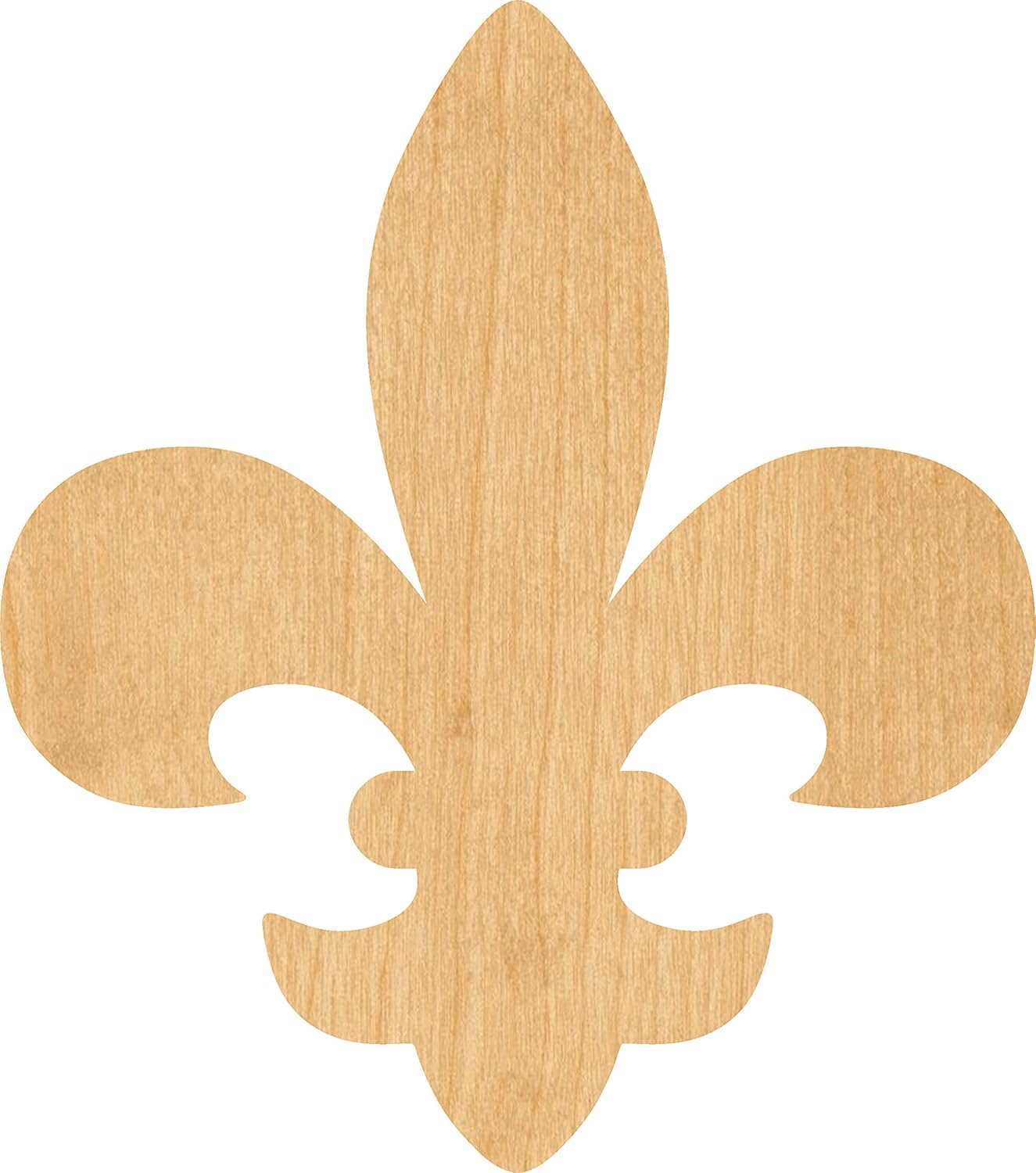 Mixed Media - Fleur De Lis 3 Laser Cut Out Wood Shape Craft Supply - 4 Inch