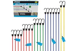 XSTRAP STANDARD 20 Pieces Premium Bungee Cords Assortment - Includes 20”, 24”, 30”, 35”, 40” Bungee Cords with Hooks