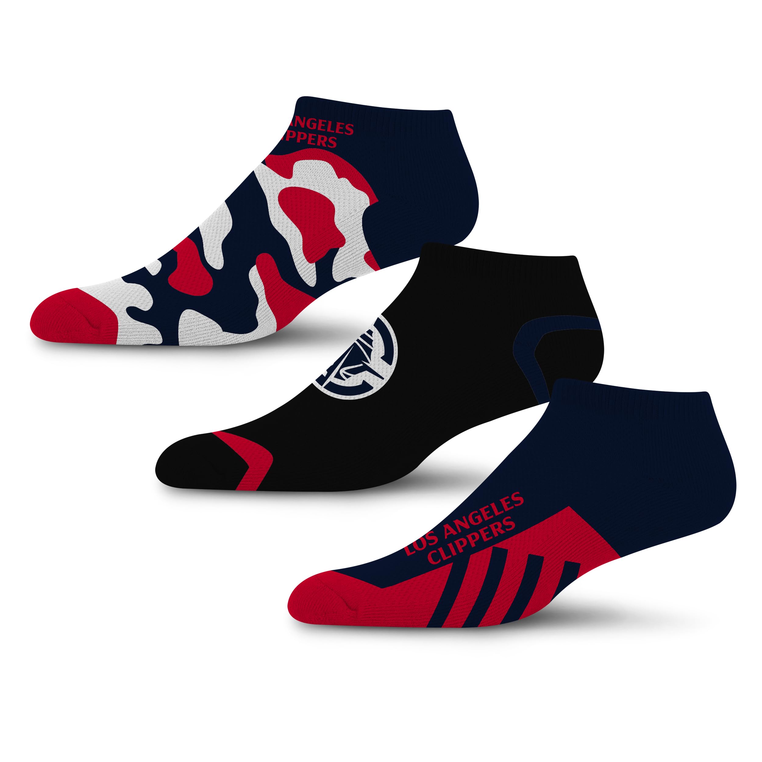 Photo 1 of *3pak **For Bare Feet NBA LOS ANGELES CLIPPERS CAMO BOOM 3 Pack Ankle Sock Team Colors Large