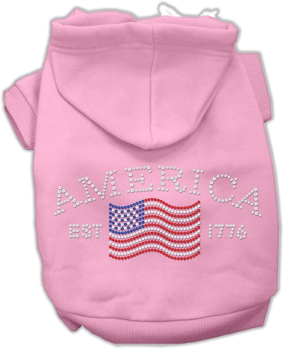 Mirage Classic American Rhinestone Dog Hoodies, Medium, Pink