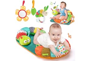 hahaland Baby Tummy Time Pillow - Baby Toys 0-3-6 Months with Teether Rattle Play Mat, 3-in-1 Tummy Time Toys Mirror Sensory 