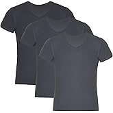 BAMBOOVEN Men's T-Shirts Rayon Made from Bamboo - Modern Fit, Moisture Wicking Undershirt - Crewneck/V-Neck Tees, 3-Pack